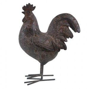 Hnědá antik dekorace kohout - 19*9*24 cm