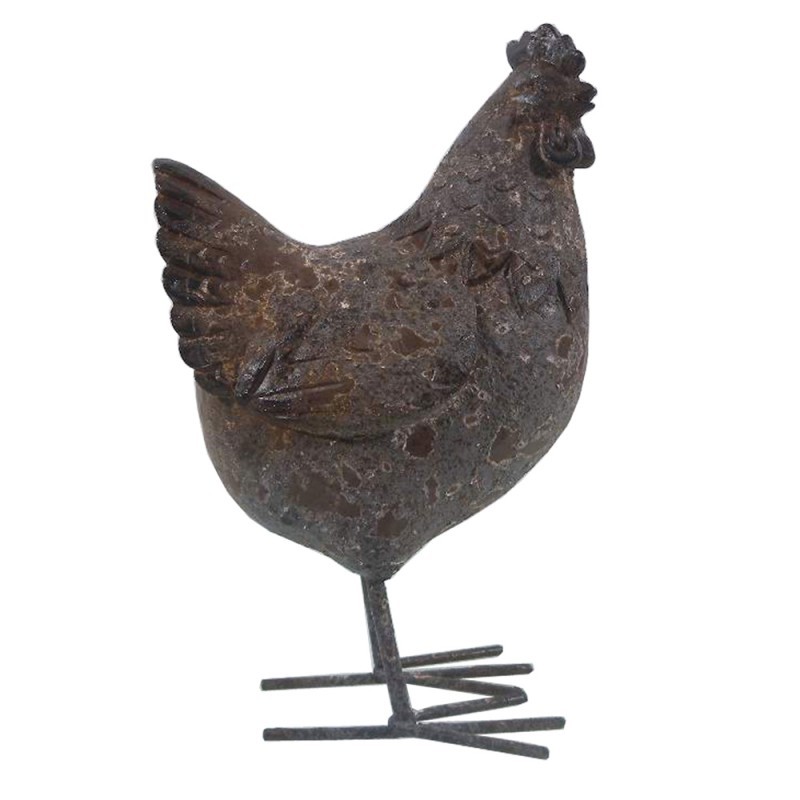 Hnědá antik dekorace slepice - 13*9*20 cm