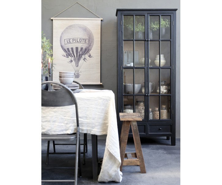 Černá antik dřevěná skříň / vitrína s policemi Floriette - 105*40*200 cm Chic Antique