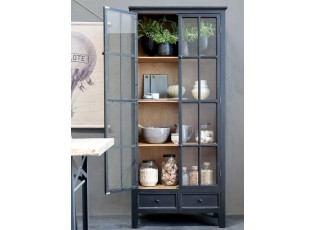 Černá antik dřevěná skříň / vitrína s policemi Floriette - 105*40*200 cm