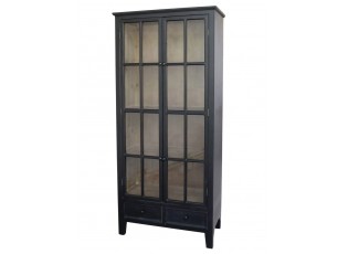 Černá antik dřevěná skříň / vitrína s policemi Floriette - 105*40*200 cm