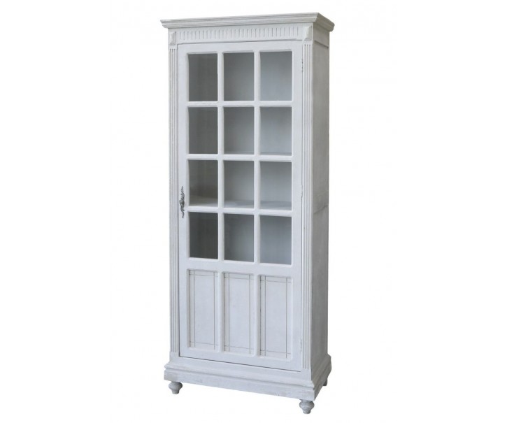 Bílá antik dřevěná skříň / vitrína s policemi Old Francé - 66*37*173 cm