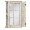 Béžové antik dřevěné nástěnné zrcadlo okno s okenicemi Old - 46*7*71 cm Barva: bílo-béžová antikMateriál: dřevo/ skloHmotnost: 5 kg