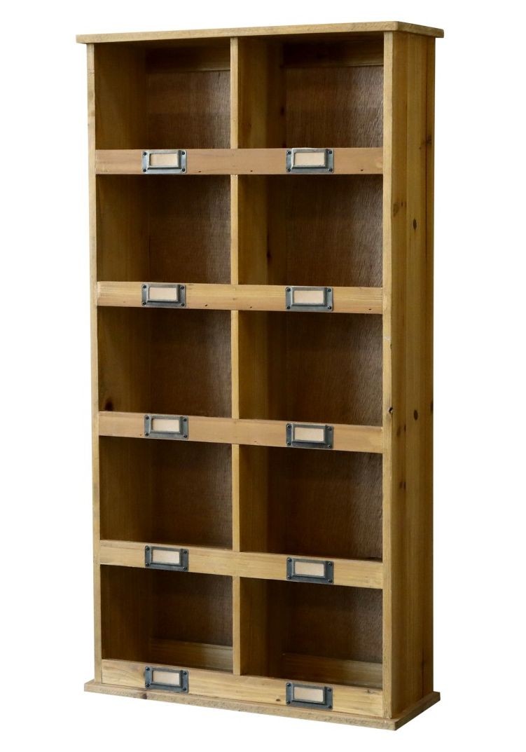Hnědá antik dřevěná nástěnná polička s přihrádkami Sorting - 43*15*83cm