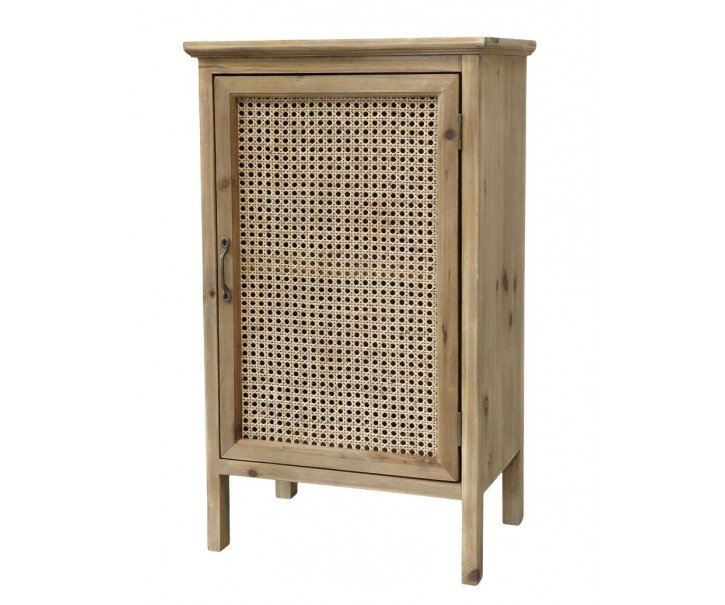 Hnědá antik dřevěná komoda / noční stolek s výpletem French wicker - 47*32*82cm