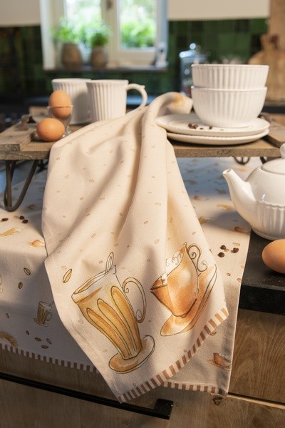 Béžová kulatá bavlněná utěrka Your Favorite Breakfast - Ø 80 cm
