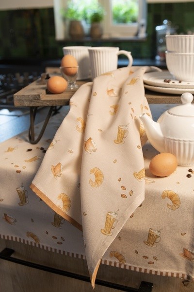 Béžová bavlněná utěrka Your Favorite Breakfast - 50*70 cm