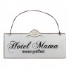 Plechová nástěnná cedule Mama Hotel - 21*15 cm Barva: bílá s patinouMateriál: kov