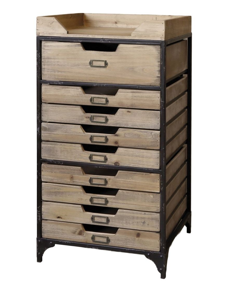 Dřevěno-kovová komoda se šuplíčky Sorting Shelf - 40*38*75cm Chic Antique