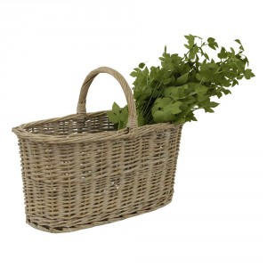 Přírodní oválný ratanový koš s uchem Antia - 51*22*40 cm