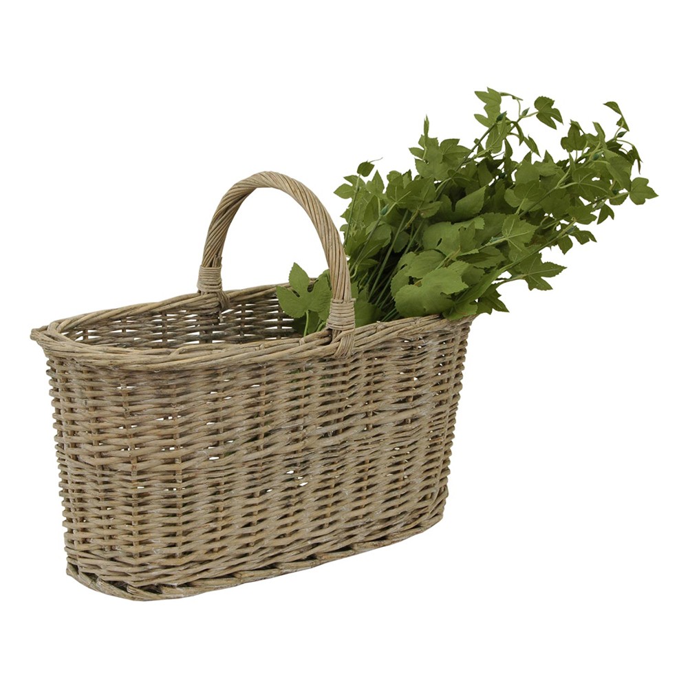 Přírodní oválný ratanový koš s uchem Antia - 51*22*40 cm