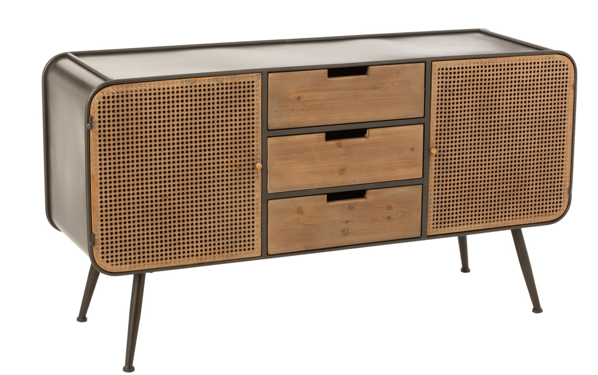 Černá kovovo-dřevěná komoda se šuplíky na nožičkách Closet High - 145*45*78 cm