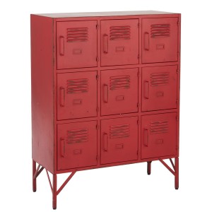 Červená antik kovová komoda s 9ti boxy na nožičkách Matal red - 86*41*114cm