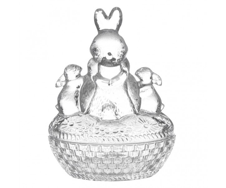 Skleněná dóza na bonbóny s králíčky Rabbit - 12*9*17 cm