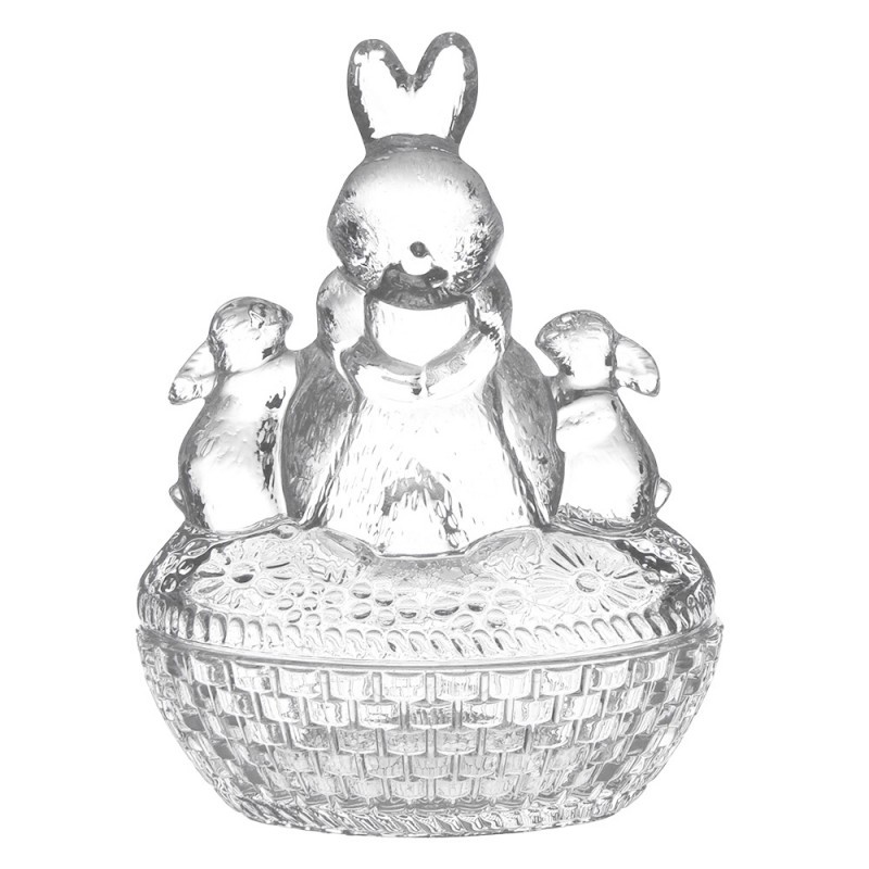 Skleněná dóza na bonbóny s králíčky Rabbit - 12*9*17 cm