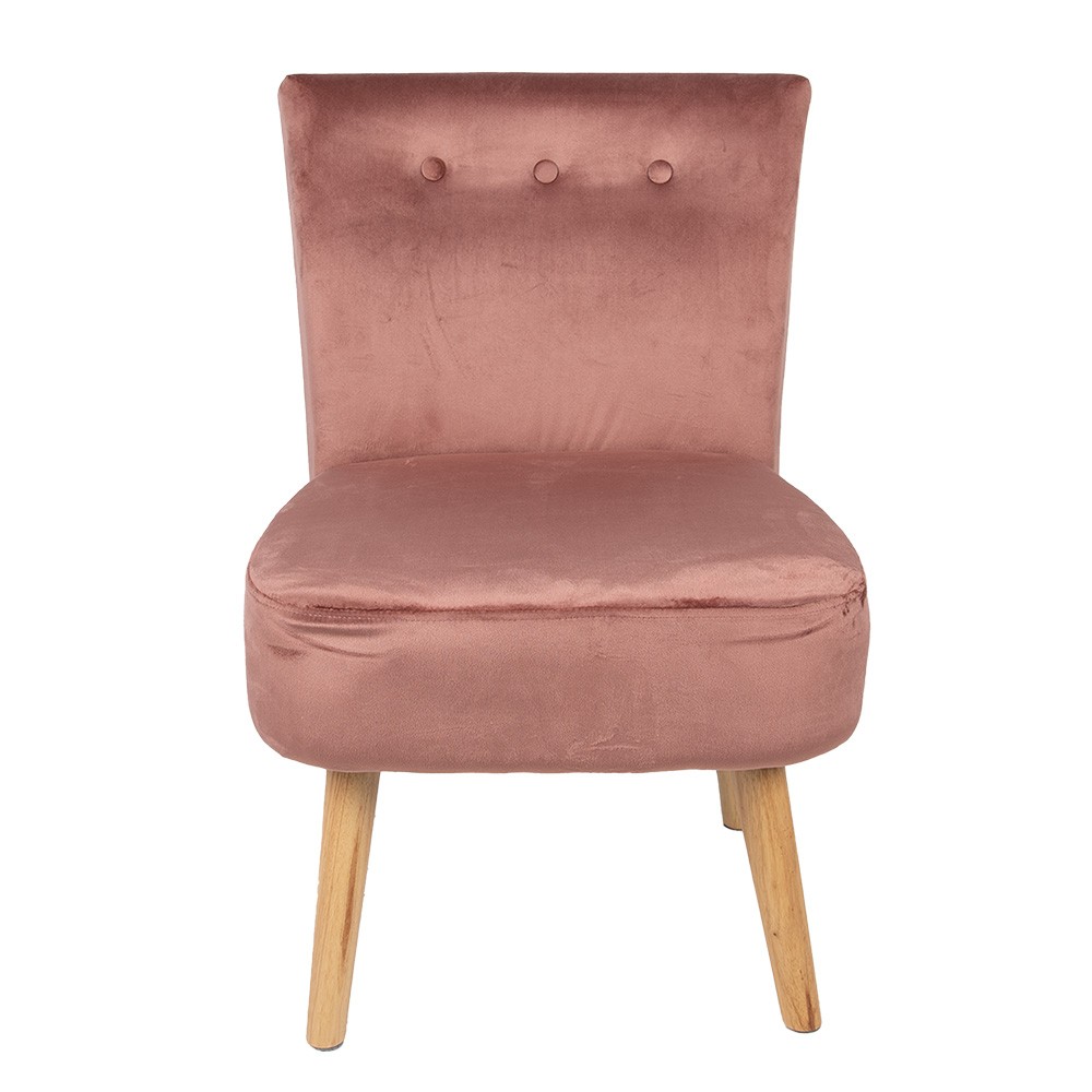 Růžová sametová jídelní židle / křesílko - 51*58*76 cm Clayre & Eef