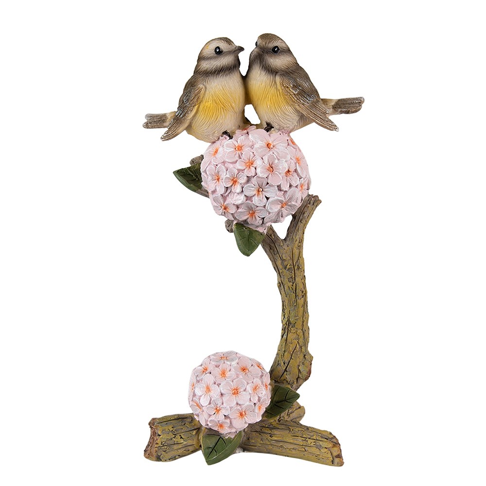 Velikonoční dekorace sýkorky na větvičce s květy - 10*6*19 cm Clayre & Eef