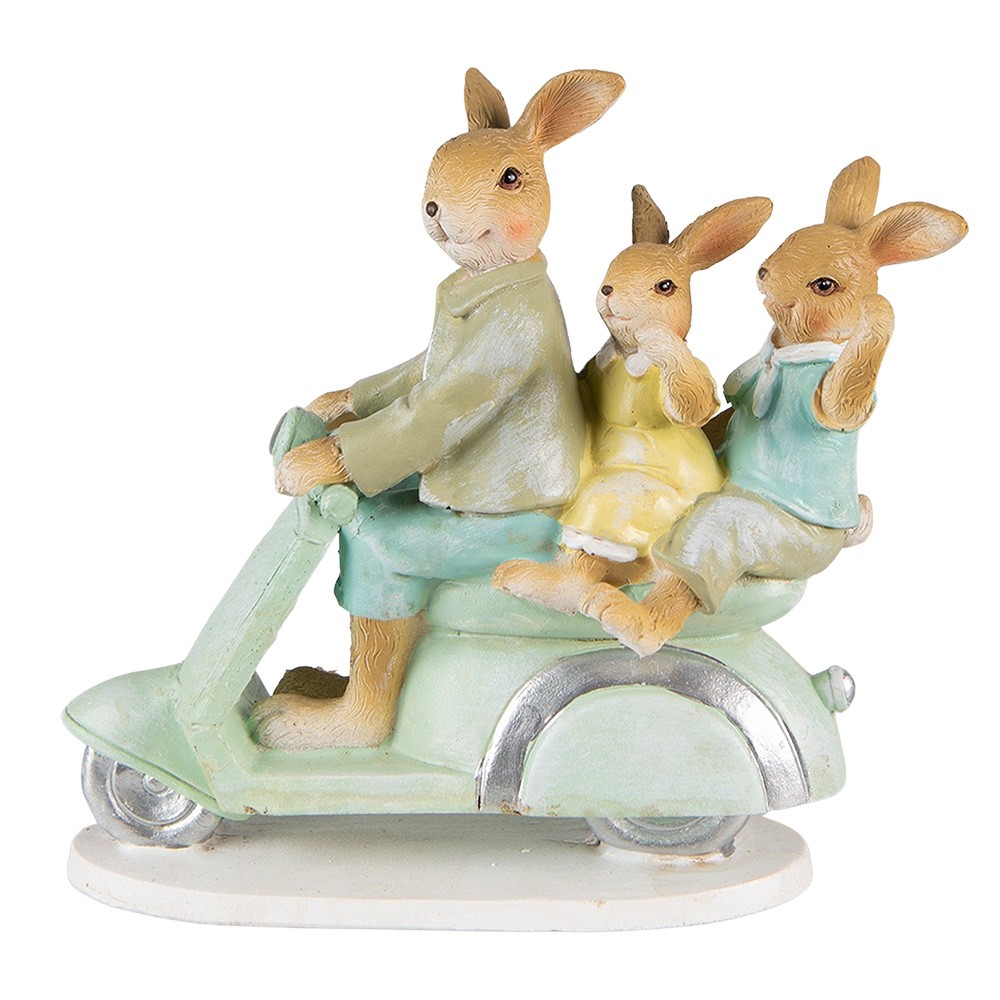 Velikonoční dekorace králičí rodinka na skútru - 17*7*15 cm Clayre & Eef