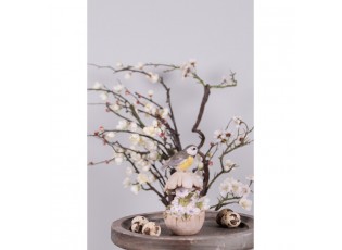 Velikonoční dekorace sýkoraka na vajíčku s květy - 6*6*14 cm