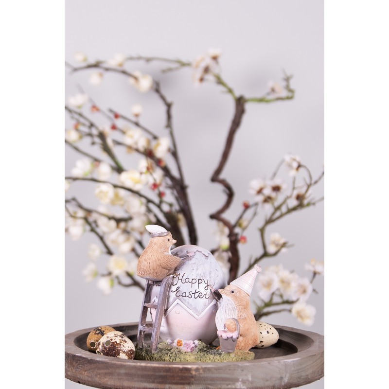 Velikonoční dekorace kuřátek u vajíčka Happy Easter - 12*9*12 cm