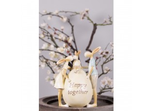 Velikonoční dekorace králíčci u vajíčka Happy Together - 13*9*17 cm