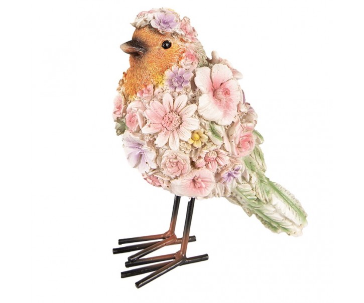 Dekorativní soška ptáčka posetého květinami - 7*10*12 cm