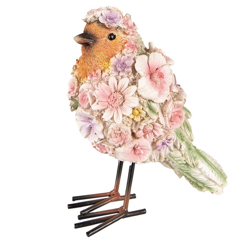 Dekorativní soška ptáčka posetého květinami - 7*10*12 cm 6PR4882