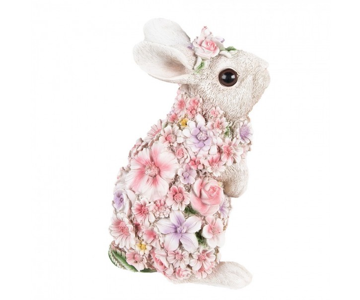 Dekorativní soška králíček posetý květinami - 16*35*25cm