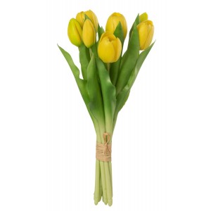 Kytice 7ks žlutých realistických tulipánů - 31cm
