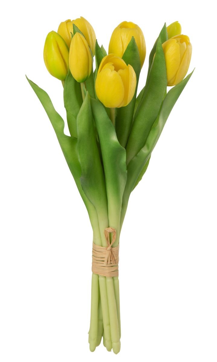 Kytice 7ks žlutých realistických tulipánů - 31cm