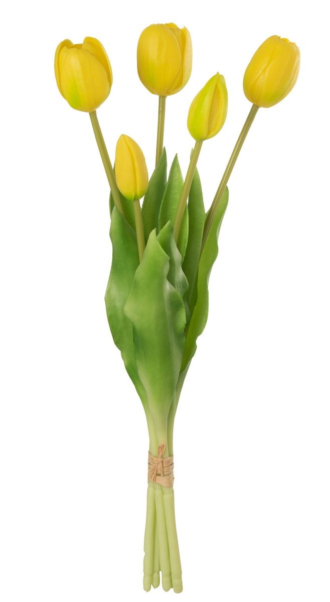 Kytice 5ks žlutých realistických tulipánů - 40cm J-Line by Jolipa