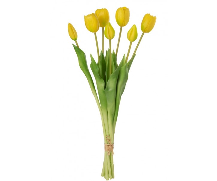 Kytice 7ks žlutých realistických tulipánů - 45cm
