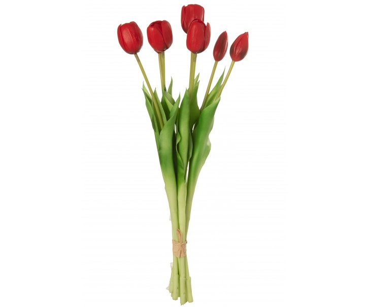Kytice 7ks červených realistických tulipánů - 45cm