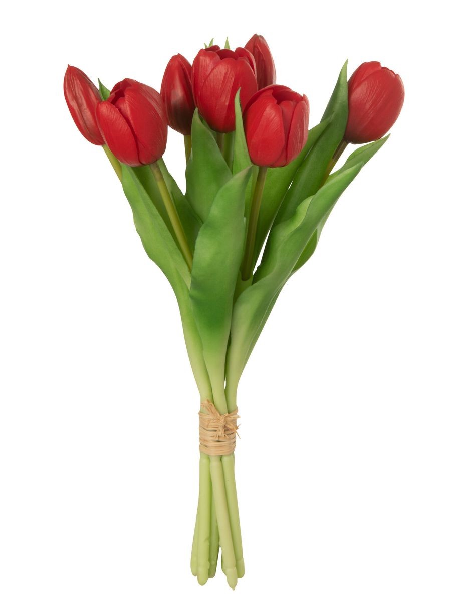 Kytice 7ks červených realistických tulipánů - 31cm J-Line by Jolipa