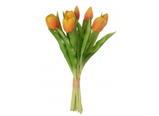 Kytice 7ks oranžových realistických tulipánů - 31cm