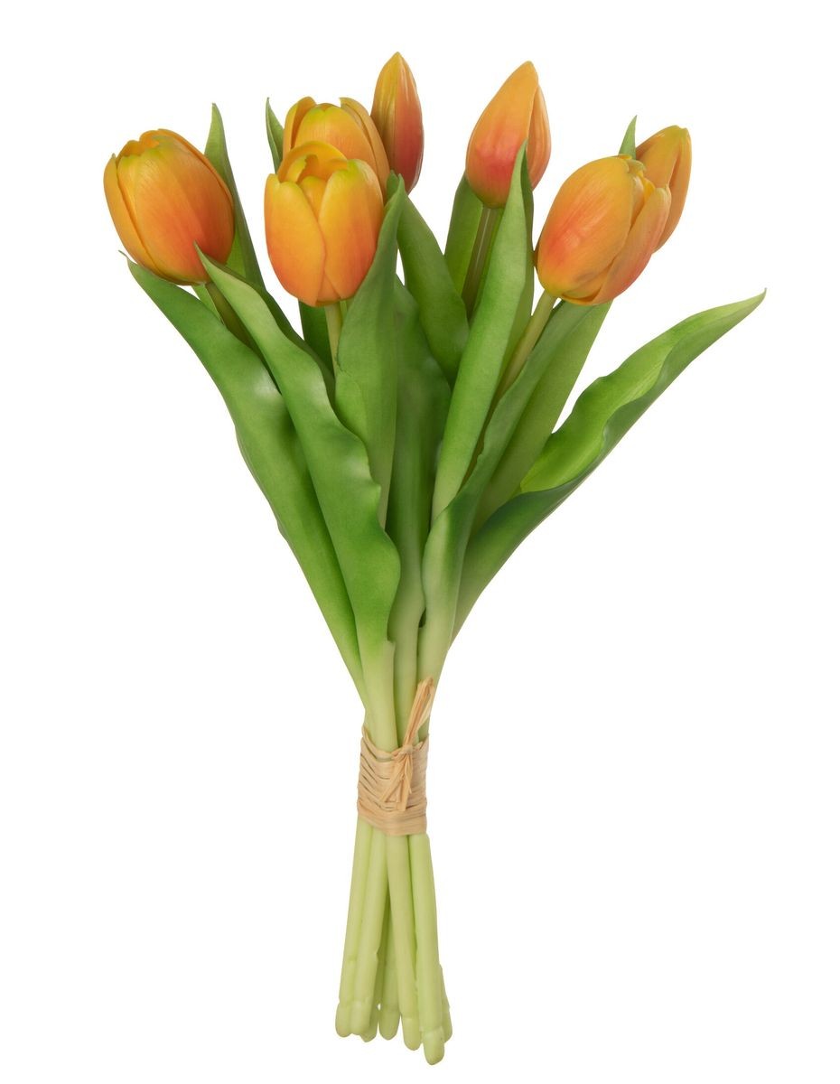 Kytice 7ks oranžových realistických tulipánů - 31cm