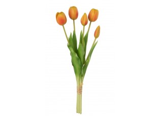 Kytice 5ks oranžových realistických tulipánů - 40cm
