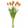 Kytice 7ks oranžových realistických tulipánů - 45cm Materiál: plasticBarva: zelená, oranžová