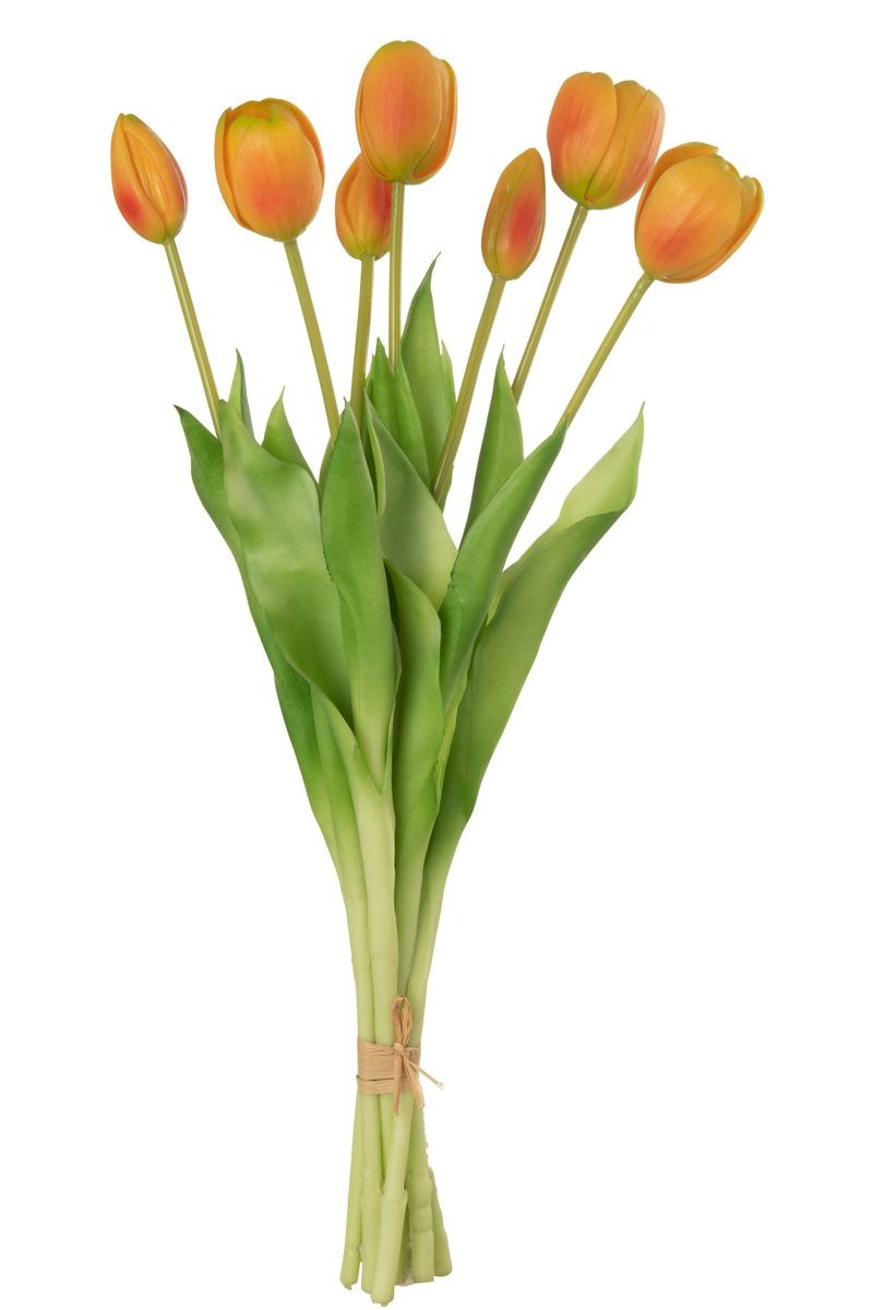 Kytice 7ks oranžových realistických tulipánů - 45cm J-Line by Jolipa