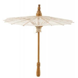 Přírodní slunečník do ruky s krajkou Paeso - Ø44*54cm