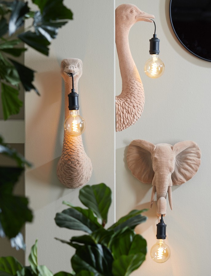 Písková nástěnná lampa pštros Ostrich velvet sand - 18*15*57 cm / E27