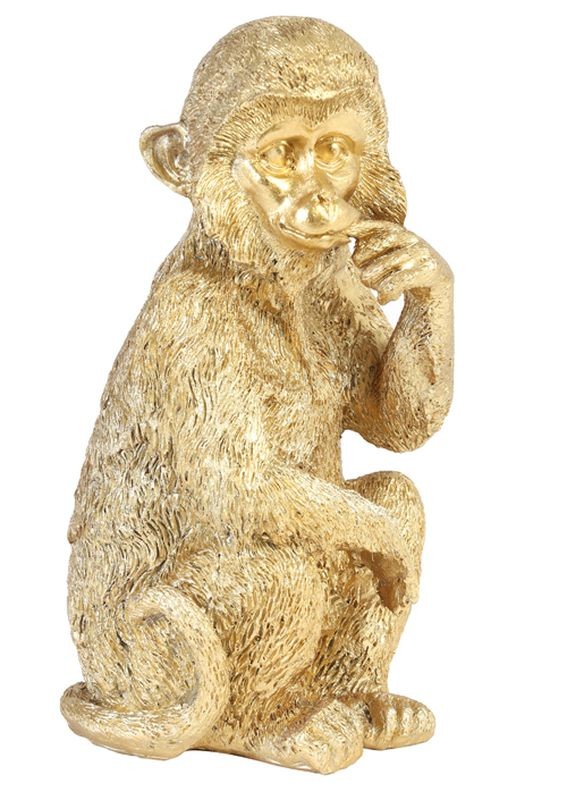 Zlatá antik nástěnná dekorativní soška opice - 10*9*20 cm Light & Living
