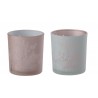 2ks růžový a modrý skleněný svícen na čajovou svíčku Sakura - Ø 7*8 cm