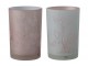 2ks růžový a modrý skleněný svícen na čajovou svíčku Sakura - Ø 12*17cm