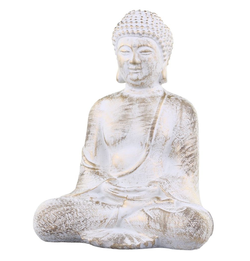 Bílo - zlatá antik dekorace socha Buddha Vittel - 23*17*28cm