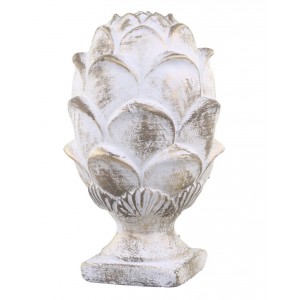 Bílo - zlatá antik cementová dekorace šiška Vittel - 15*24cm