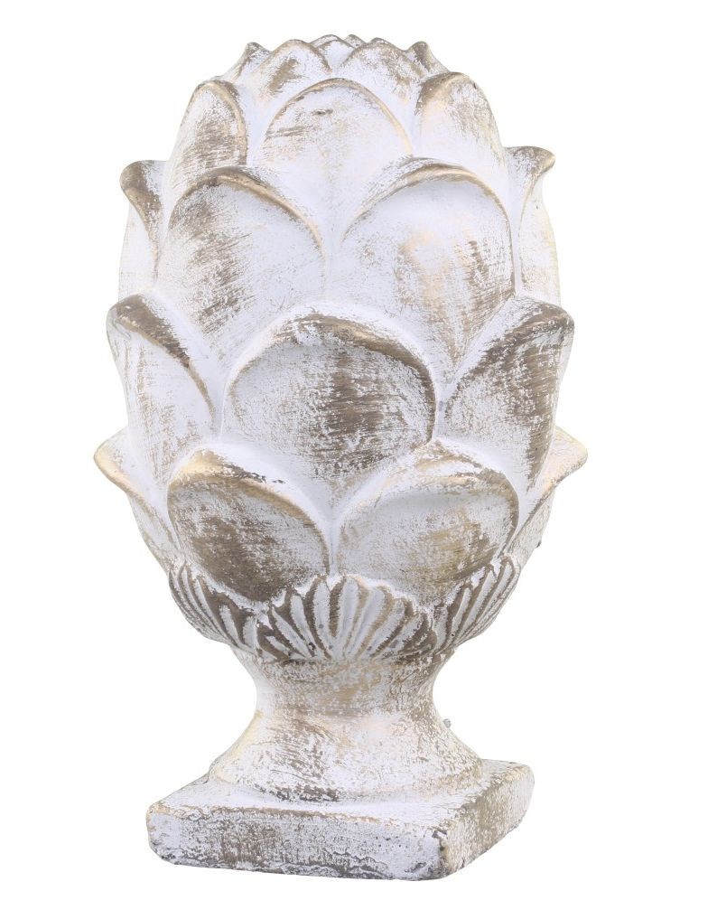 Bílo - zlatá antik cementová dekorace šiška Vittel - 15*24cm