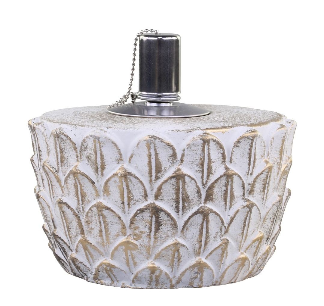 Bílo - zlatá antik olejová lampa Vittel - Ø 18*11 cm/ 90ml
