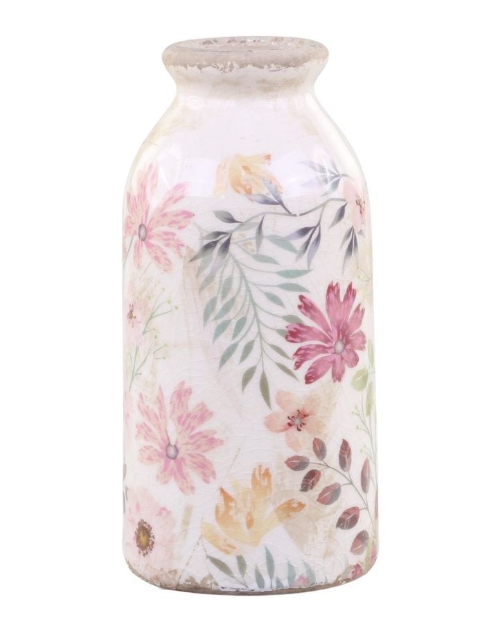 Keramická dekorační váza s květy Floral Auray - Ø 7*15cm
