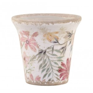 Keramický dekorační obal na květináč s květy Floral Auray S - Ø 9*8,5cm